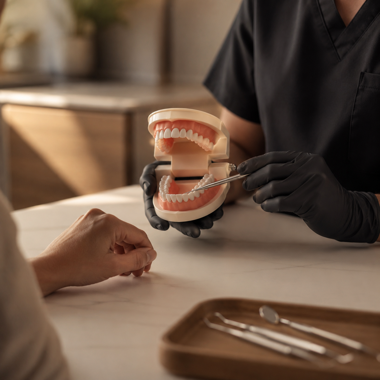 Dental instruments prepared for a straightforward tooth extraction