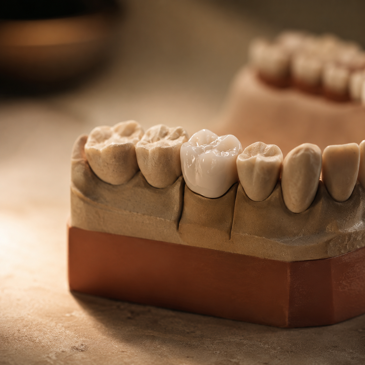 A restored tooth after treatment with a tooth-coloured filling