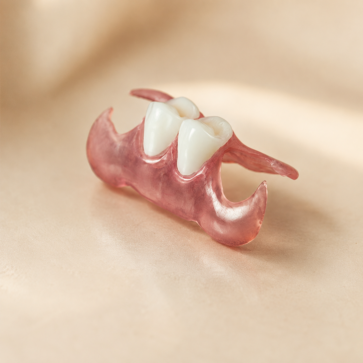 A custom-made partial denture used to replace missing teeth